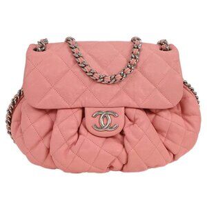 Chanel Pink Calfskin Around Chain Shoulder Bag 135121